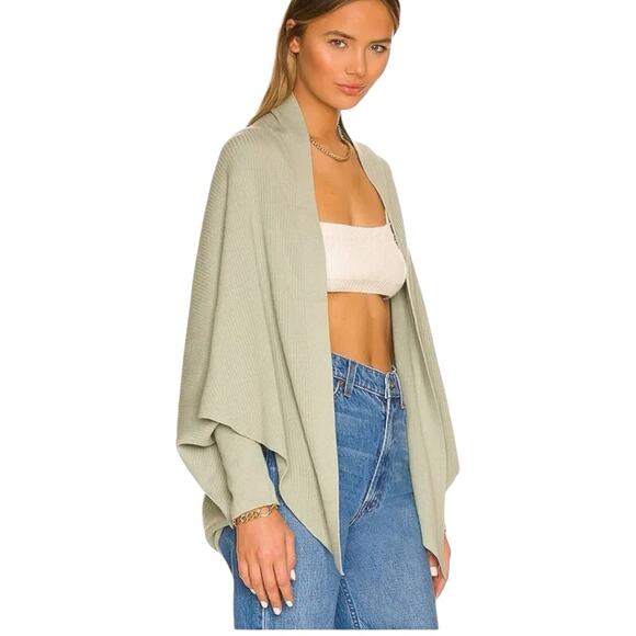 Soia & Kyo Becca Scarfigan in Sage Green Shrug Poncho Open Front Sweater OS - Picture 2 of 13